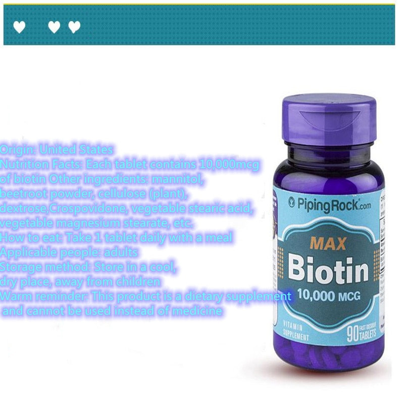 US PipingRock Biotin prevents hair loss thinning 90 tablets