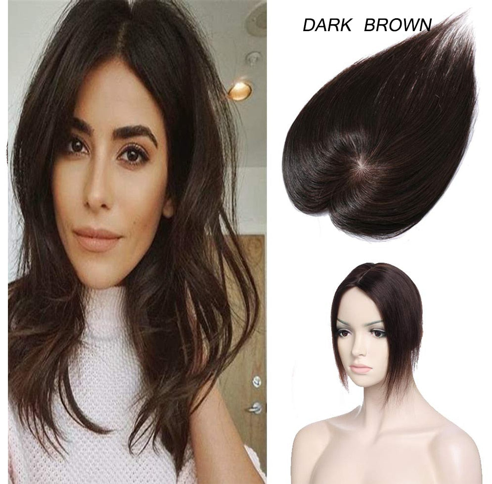 Human Hair Piece to Silk Base Women Topper or Toupee Wiglet