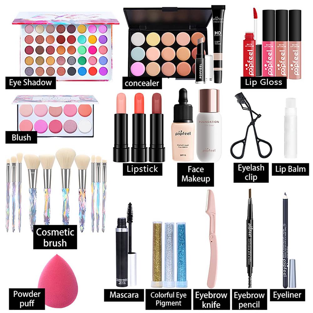 Makeup Set Beginner Complete  Full Cosmetic Kit Eyeshadow  Lipstick