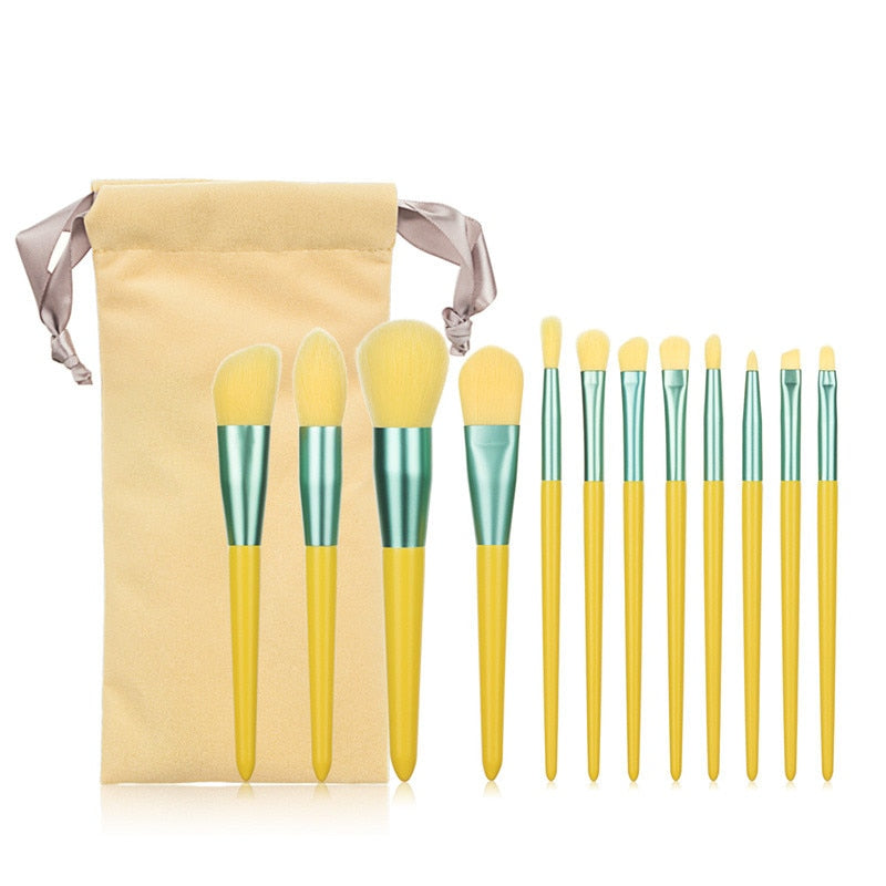 ZNYBEAUTY  Yellow Makeup Brush Set With Bag  Cosmetic Tool