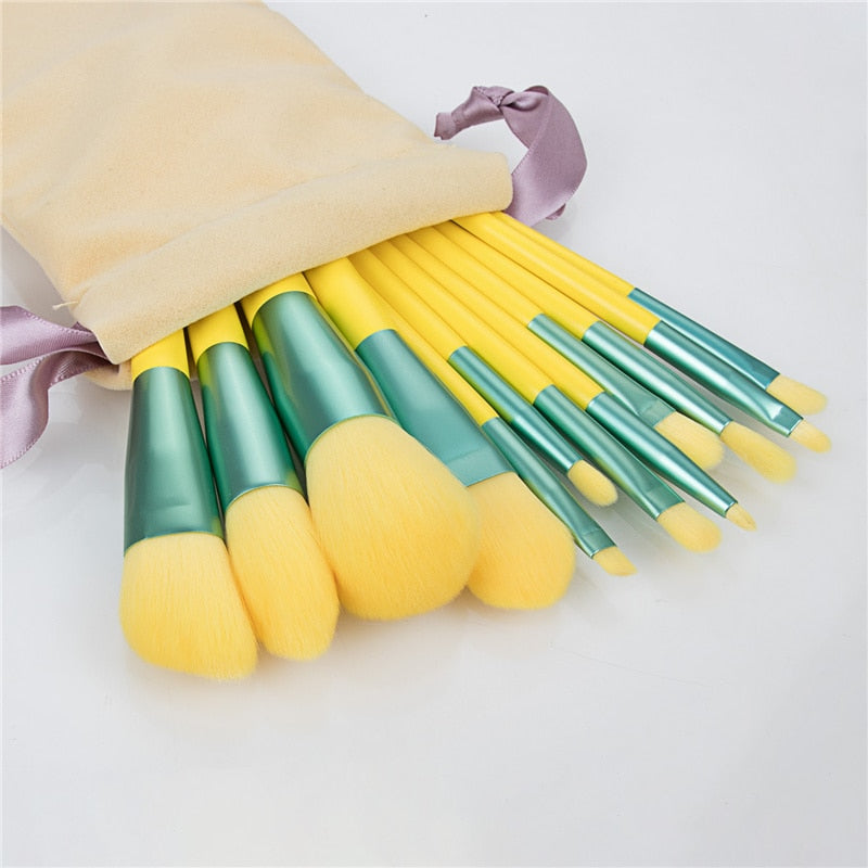 ZNYBEAUTY  Yellow Makeup Brush Set With Bag  Cosmetic Tool