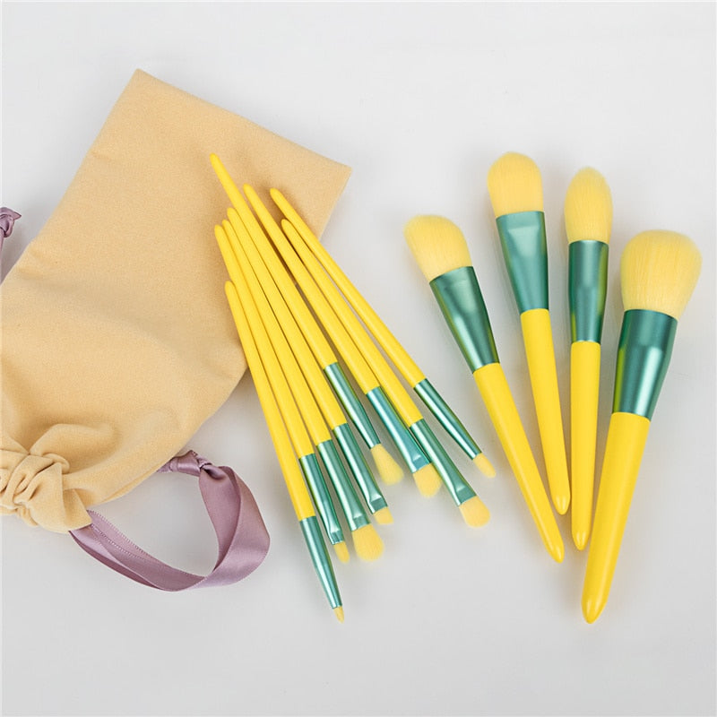 ZNYBEAUTY  Yellow Makeup Brush Set With Bag  Cosmetic Tool