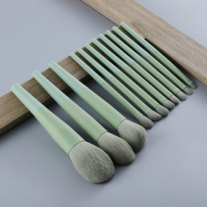 Natural Hair Green Makeup Brushes  Eyeshadow Eyebrow  Set Cosmetic