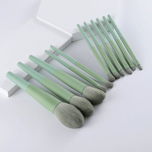 Natural Hair Green Makeup Brushes  Eyeshadow Eyebrow  Set Cosmetic