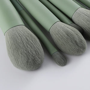 Natural Hair Green Makeup Brushes  Eyeshadow Eyebrow  Set Cosmetic