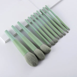 Natural Hair Green Makeup Brushes  Eyeshadow Eyebrow  Set Cosmetic