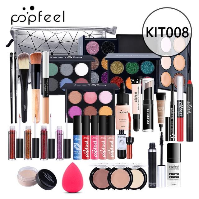 Makeup Kit Eyeshadow Ligloss Lipstick Brushes  Cosmetic Bag