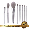 Make-up Brushes Silver Handle Gray Vegan Hair  Eyeshadow Cosmetic Kit