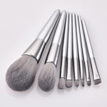 Make-up Brushes Silver Handle Gray Vegan Hair  Eyeshadow Cosmetic Kit