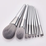 Make-up Brushes Silver Handle Gray Vegan Hair  Eyeshadow Cosmetic Kit