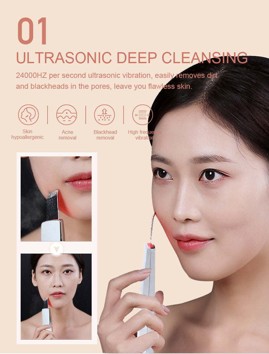 Ultrasonic Facial Skin Scrubber Acne Blackhead Remover Skin Care